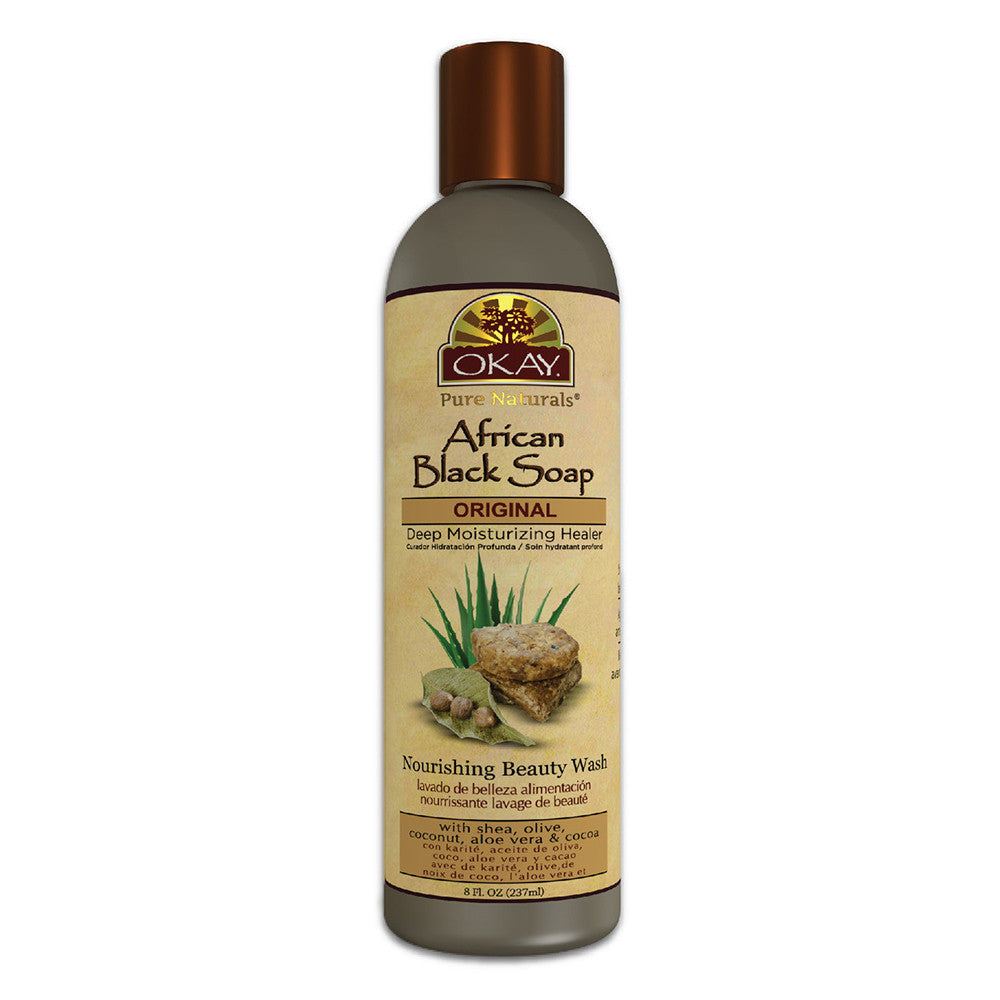 Okay Pure Naturals Original African Black Soap Nourishing Beauty Wash, 8 Oz